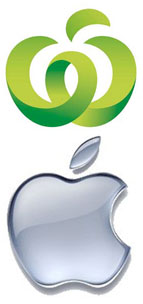 Woolworths and Apple logos